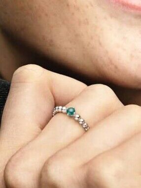 Like New! Sterling Silver May Birthstone Stackable Ring S925
